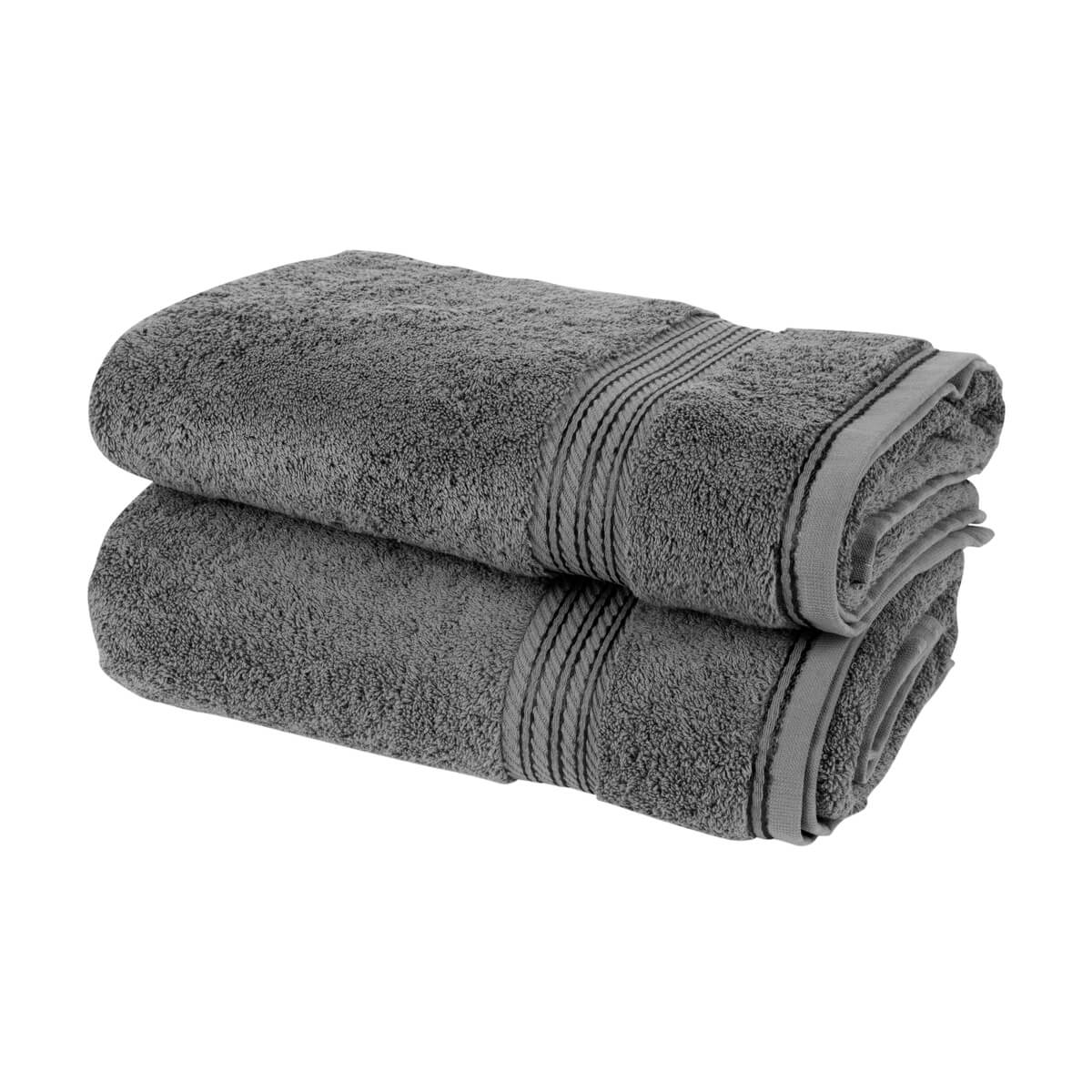Egyptian Cotton Luxury Bath Towel, Set of Two, 70 x 125cm, Charcoal Dark Grey - Hampton & Astley