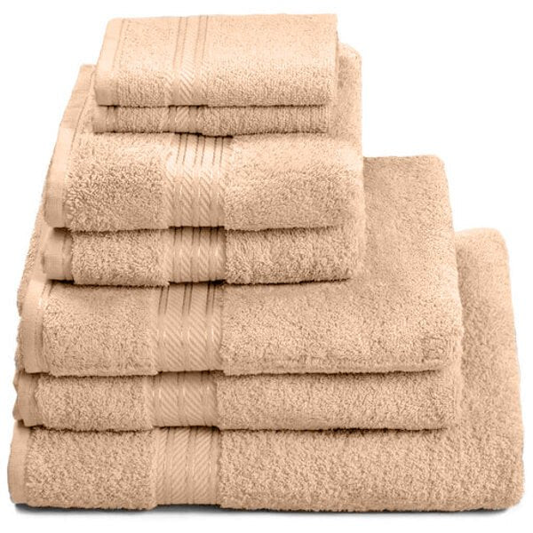 Hampton and Astley 100% Egyptian Cotton 7 Piece Luxury Bath Towel Set, Caramel Latte - Hampton & Astley