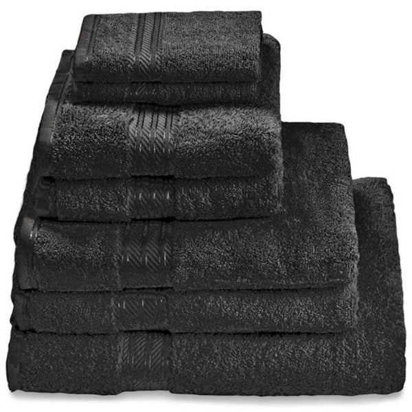Hampton and Astley 100% Egyptian Cotton 7 Piece Luxury Bath Towel Set, Midnight Black - Hampton & Astley