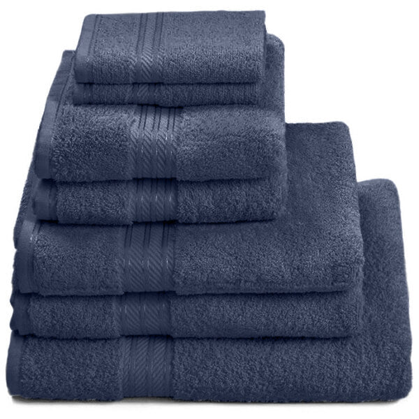 Hampton and Astley 100% Egyptian Cotton 7 Piece Luxury Bath Towel Set, Navy - Hampton & Astley