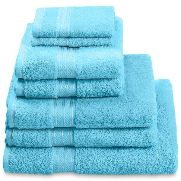 Hampton and Astley 100% Egyptian Cotton 7 Piece Luxury Bath Towel Set, Soft Aqua Turquoise - Hampton & Astley