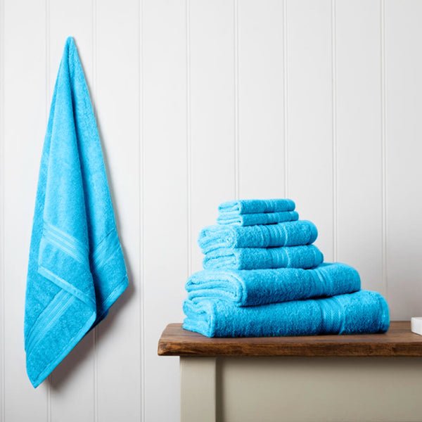 Hampton and Astley 100% Egyptian Cotton 7 Piece Luxury Bath Towel Set, Teal Blue - Hampton & Astley