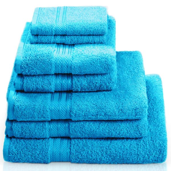 Hampton and Astley 100% Egyptian Cotton 7 Piece Luxury Bath Towel Set, Teal Blue - Hampton & Astley