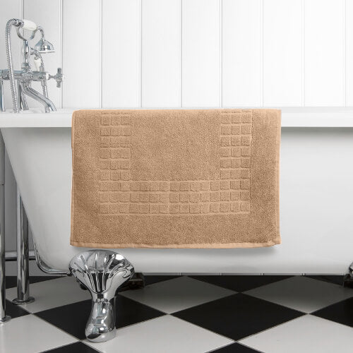 Hampton and Astley 100% Egyptian Cotton Luxury Bath Mat, Caramel Latte - Hampton & Astley