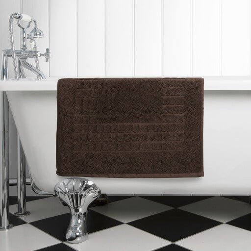 Hampton and Astley 100% Egyptian Cotton Luxury Bath Mat, Chocolate - Hampton & Astley