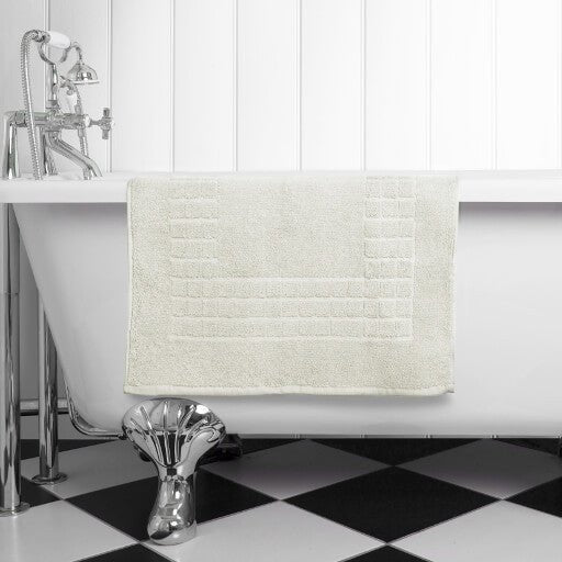 Hampton and Astley 100% Egyptian Cotton Luxury Bath Mat, Cream - Hampton & Astley