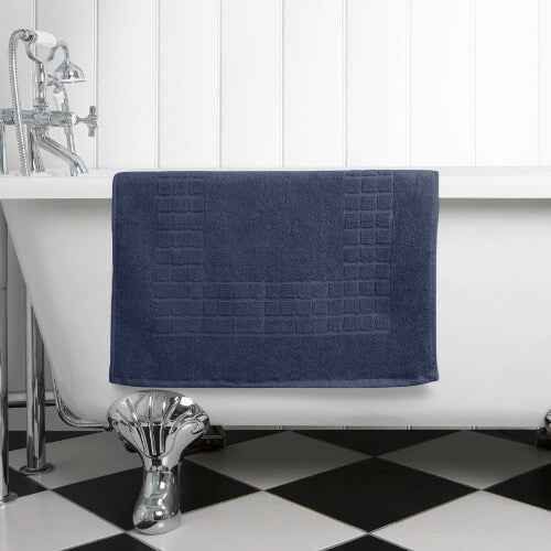 Hampton and Astley 100% Egyptian Cotton Luxury Bath Mat, Navy - Hampton & Astley