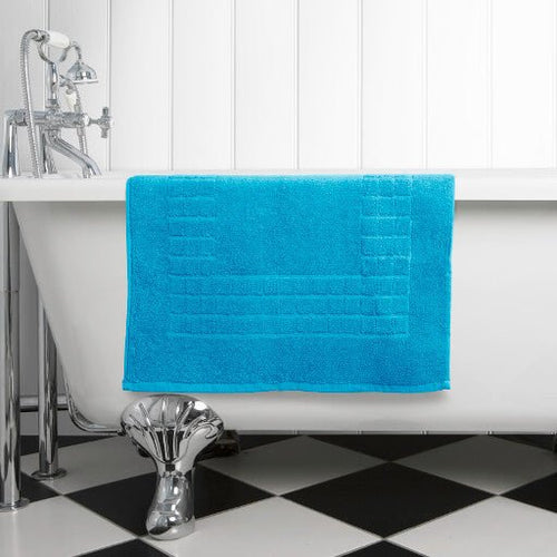 Hampton and Astley 100% Egyptian Cotton Luxury Bath Mat, Teal Blue - Hampton & Astley