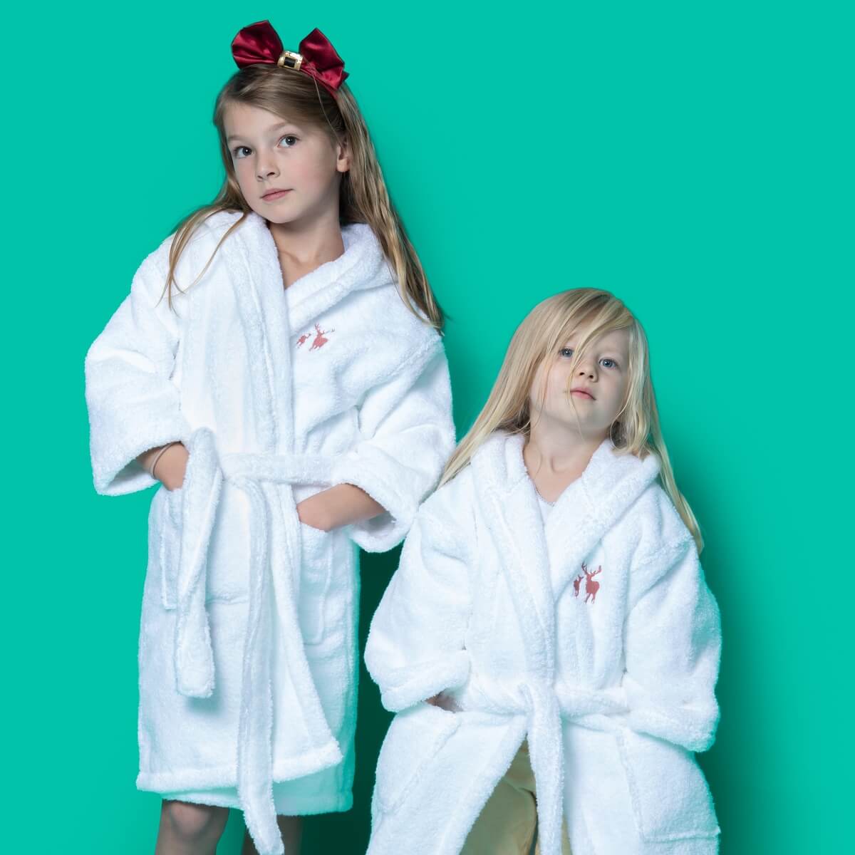 Kids’ Zero Twist Cotton Towel Dressing Gown, Pure White - Hampton & Astley