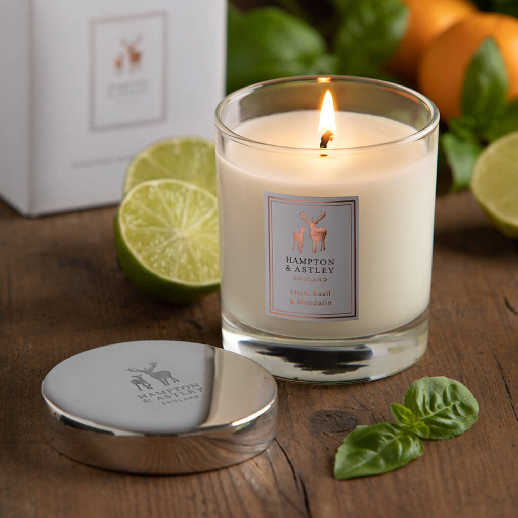 Luxury Scented Large Candle 235g, Lime, Basil and Mandarin - Hampton & Astley