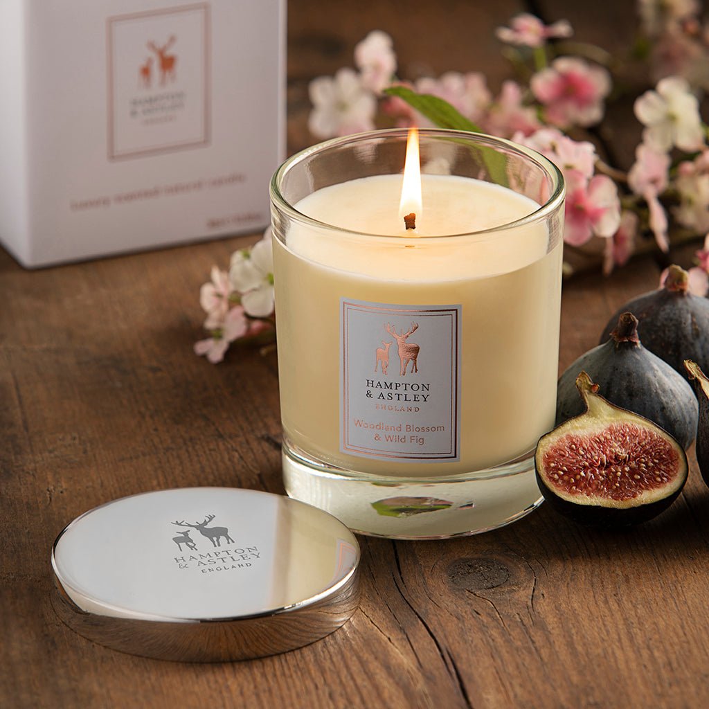 Luxury Scented Large Candle 235g, Woodland Blossom and Wild Fig - Hampton & Astley