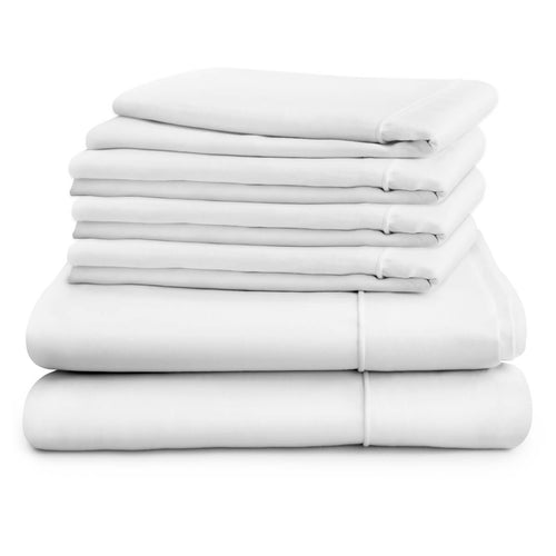 Duvet cover in double, king, super king and emperor sizes with four pillowcases, white
