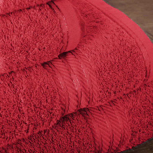 Our red bath sheets make your bathroom feel like a spa.