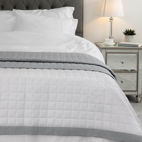 Egyptian Cotton Reversible Quilted Bed throw, Grey White
