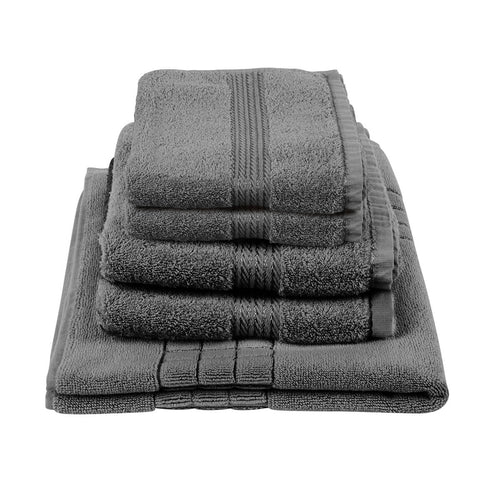 Egyptian Cotton Luxury Two Bath Towels and Two Hand Towels With Free Bath Mat, Charcoal Dark Grey