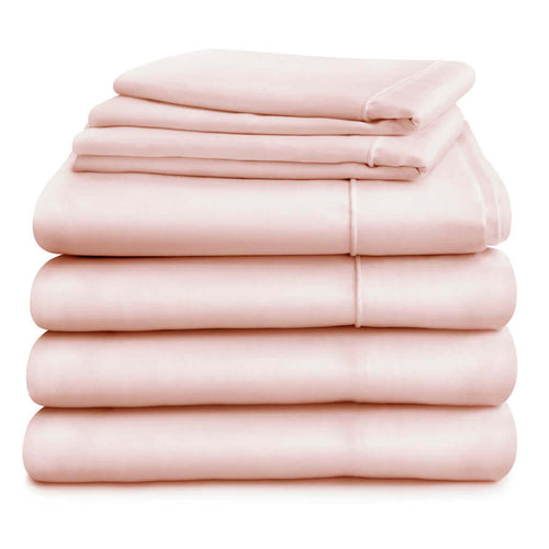 Duvet cover, deep fitted sheet and flat sheet in double, king or super king sizes with two pillowcases, pink