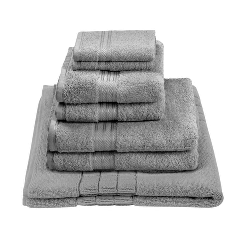 Egyptian Cotton 6 Piece Luxury Bath Towel Set With Half Price Bath Mat, Subtle Grey