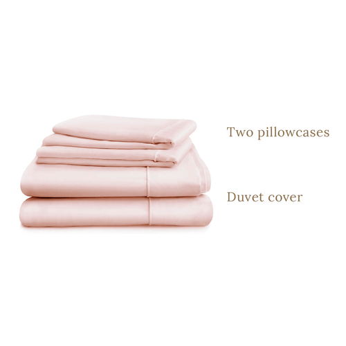 Duvet cover in double, king or super king sizes with two pillowcases, pink