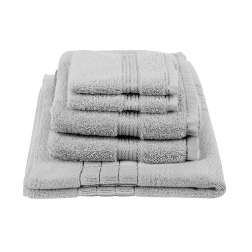 Egyptian Cotton Luxury Bath Mat and Two Bath Towels With Two Face Cloths, Subtle Grey