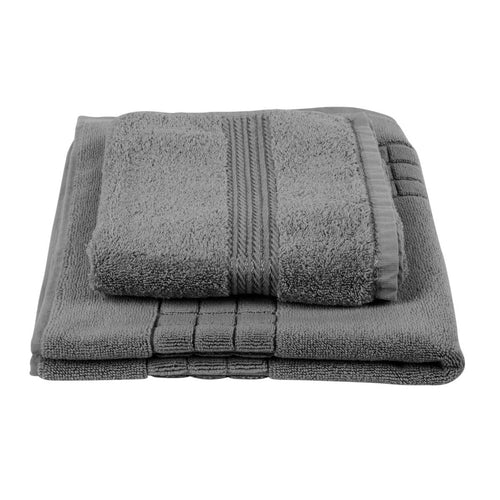 Egyptian Cotton Luxury Bath Mat and Bath Towel, Charcoal Dark Grey